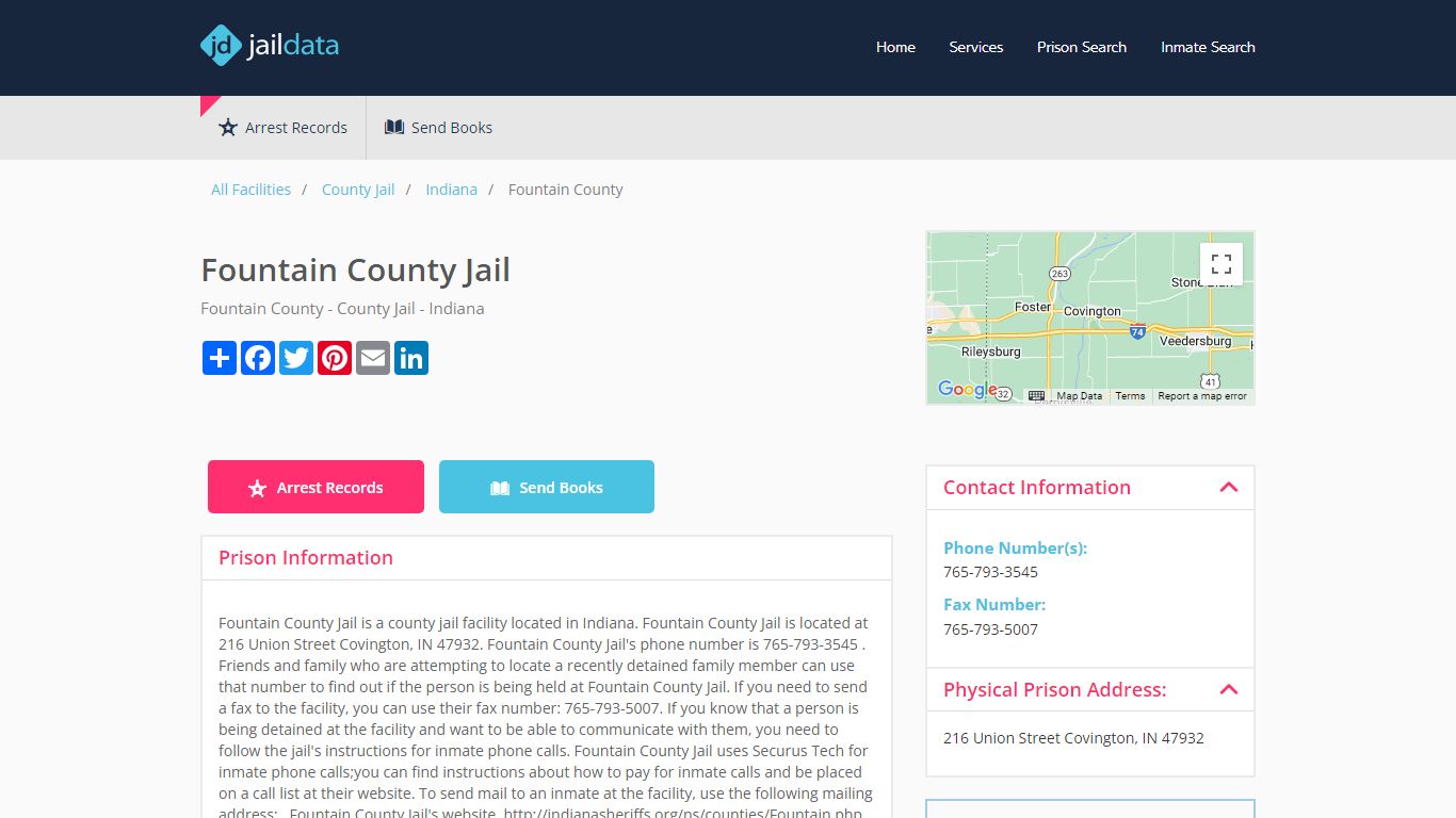 Fountain County Jail Inmate Search and Prisoner Info - Covington, IN
